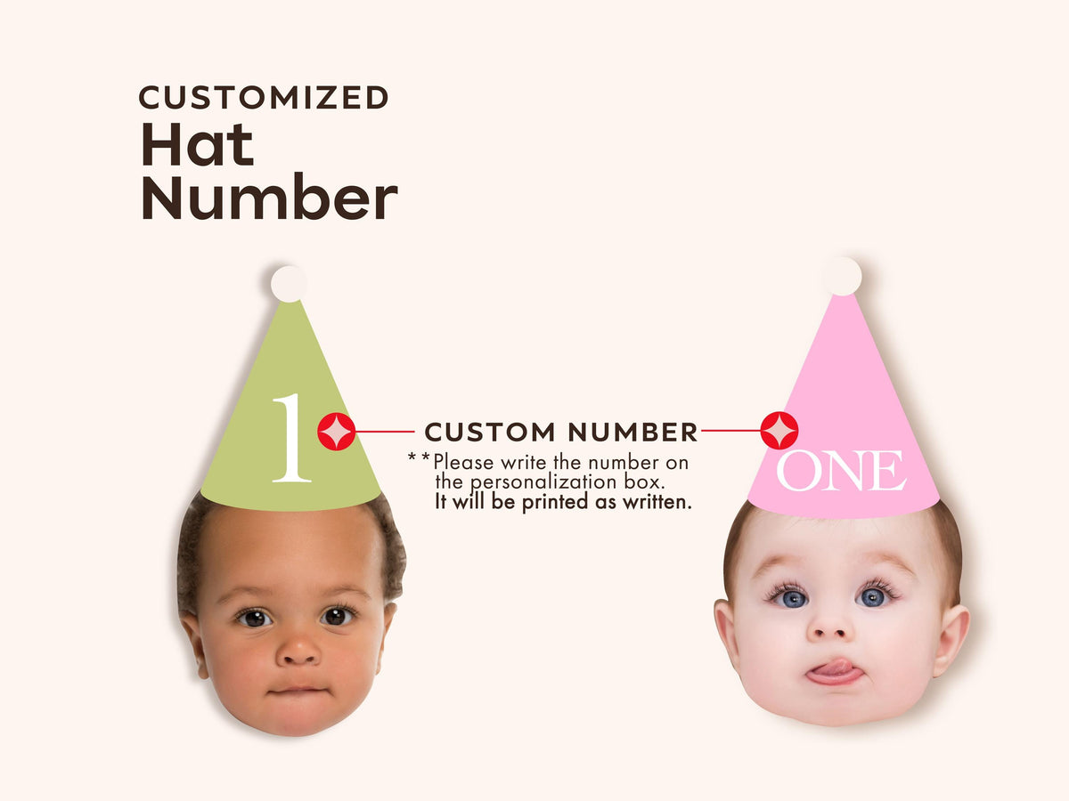 Custom Photo Cupcake Toppers – Pastel Party Hats