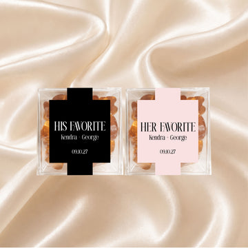Custom His and Her Candy Label for box favors